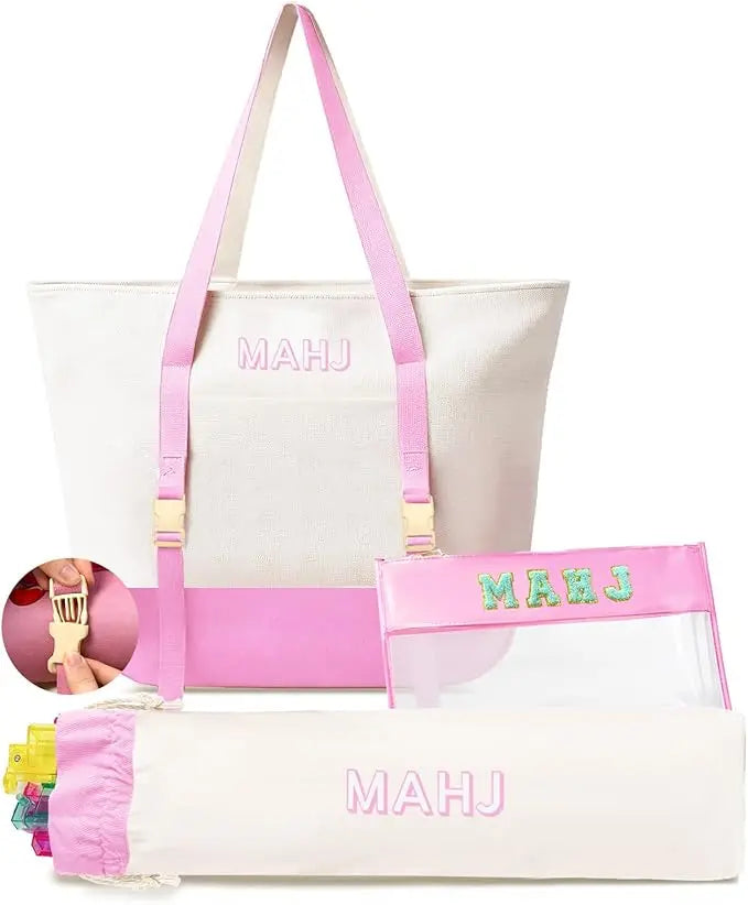 American Mahjong Storage Bag Set, 3 Pieces, Canvas, Large Capacity Lightweight Carrying Case, view 11