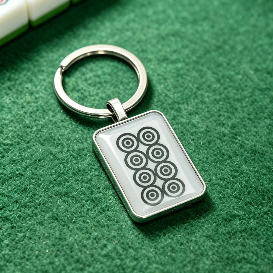 Mahjong Tile Keychain, Stainless Steel, Waterproof, for Bag or Backpack
