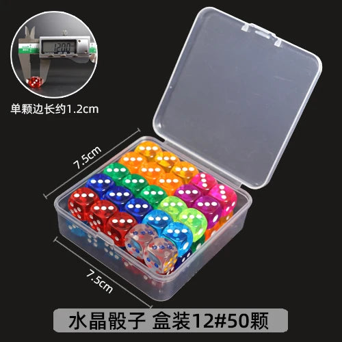 Mahjong Dice, Transparent Multi-Color Crystal Acrylic Square Dice, Boxed, view 10