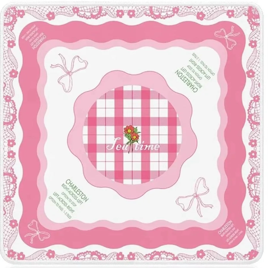 American Mahjong Mat with Charleston Markings and Bag, Square Rubber, Non-Slip, Noise Reducing