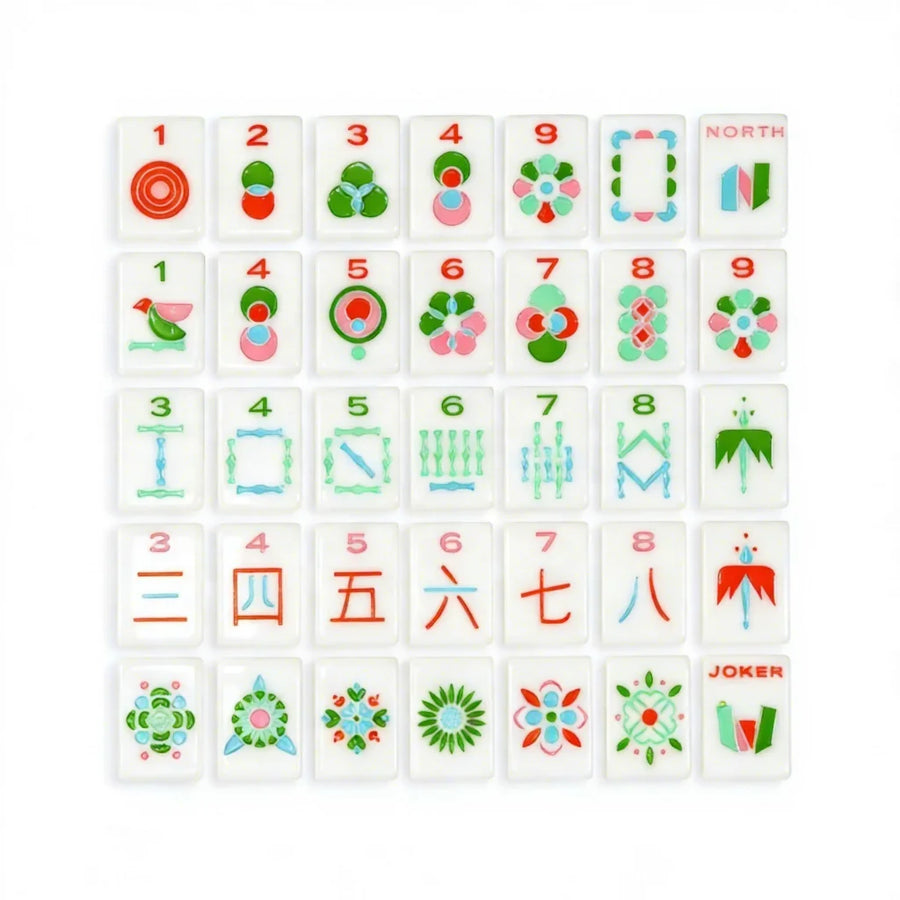 American Mahjong Tile Set, Single Layer Acrylic, Jade Jelly, Palm Springs Minimal Botanical Line, view 2