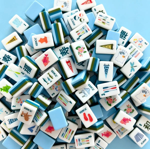 American Mahjong Set, 4 Layer Light Blue Acrylic Tiles, Complete Set