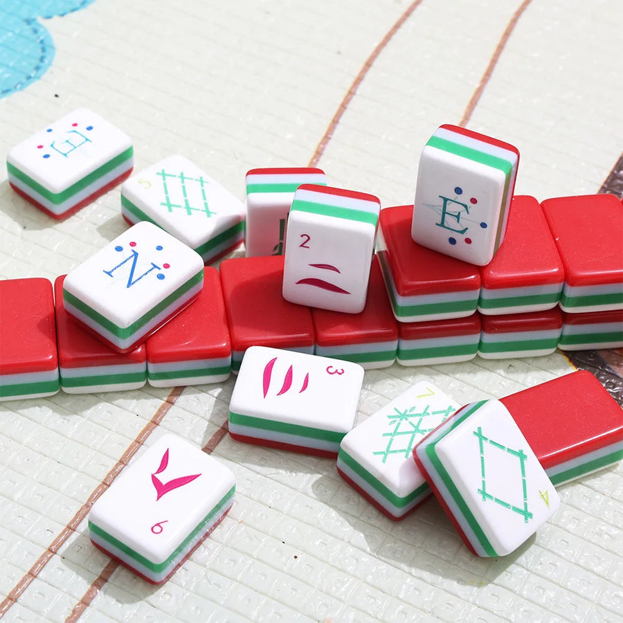 American Mahjong Tile Set, Four-Color Spliced Acrylic, Multicolor Tiles, view 4