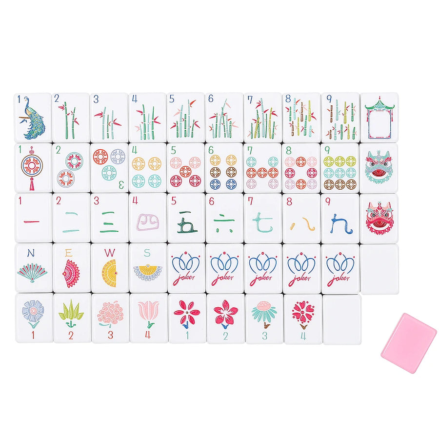 American Mahjong Set, 160 Layered Melamine Tiles, Blue Chinese Knot Design, view 9