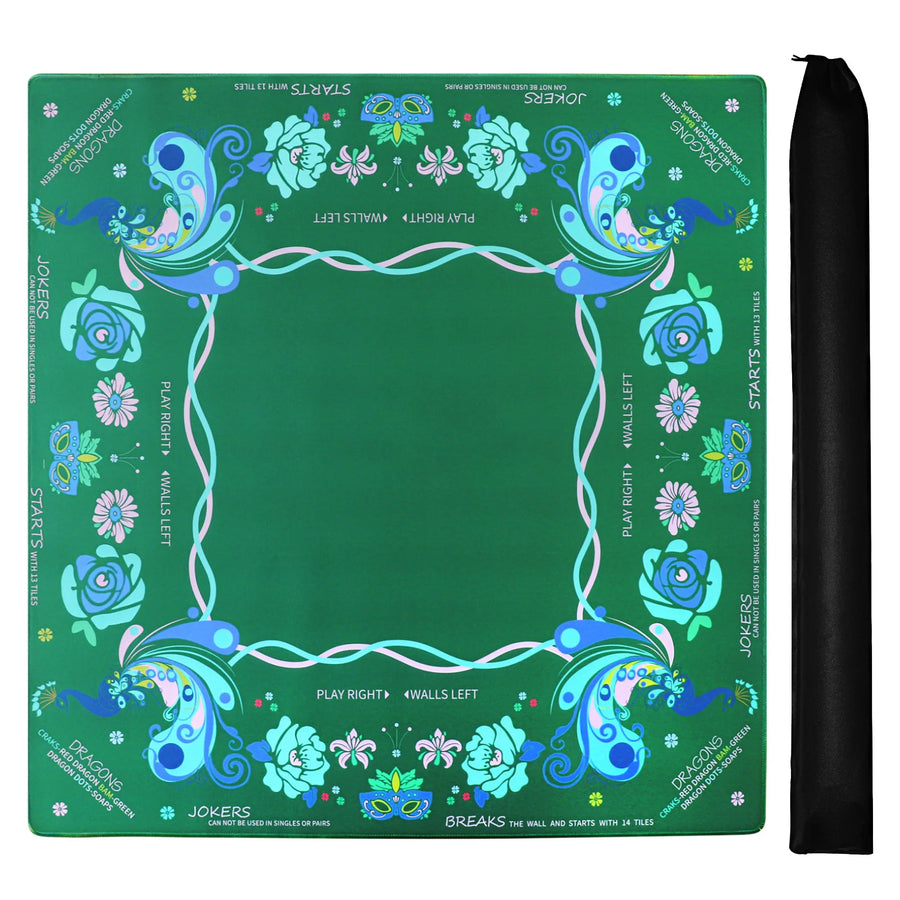 American Mahjong Mat for 4 Players, Square Rubber, Rollable, Portable, Lemon Yellow, view 9