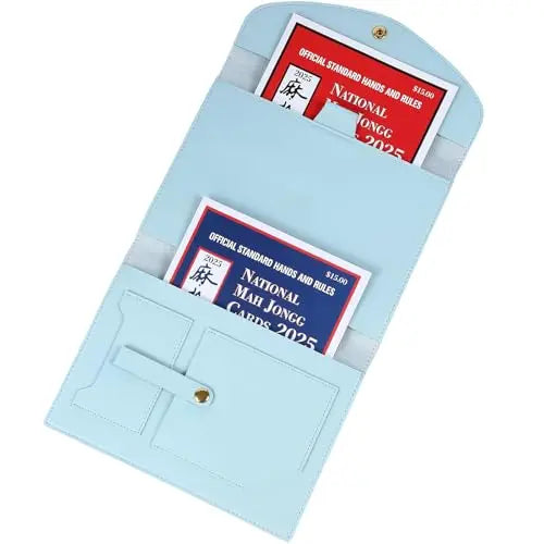 Mahjong Card Holder, PU Leather Folio Sleeve with Multiple Pockets, Large 17 x 8.7 Inch, view 8