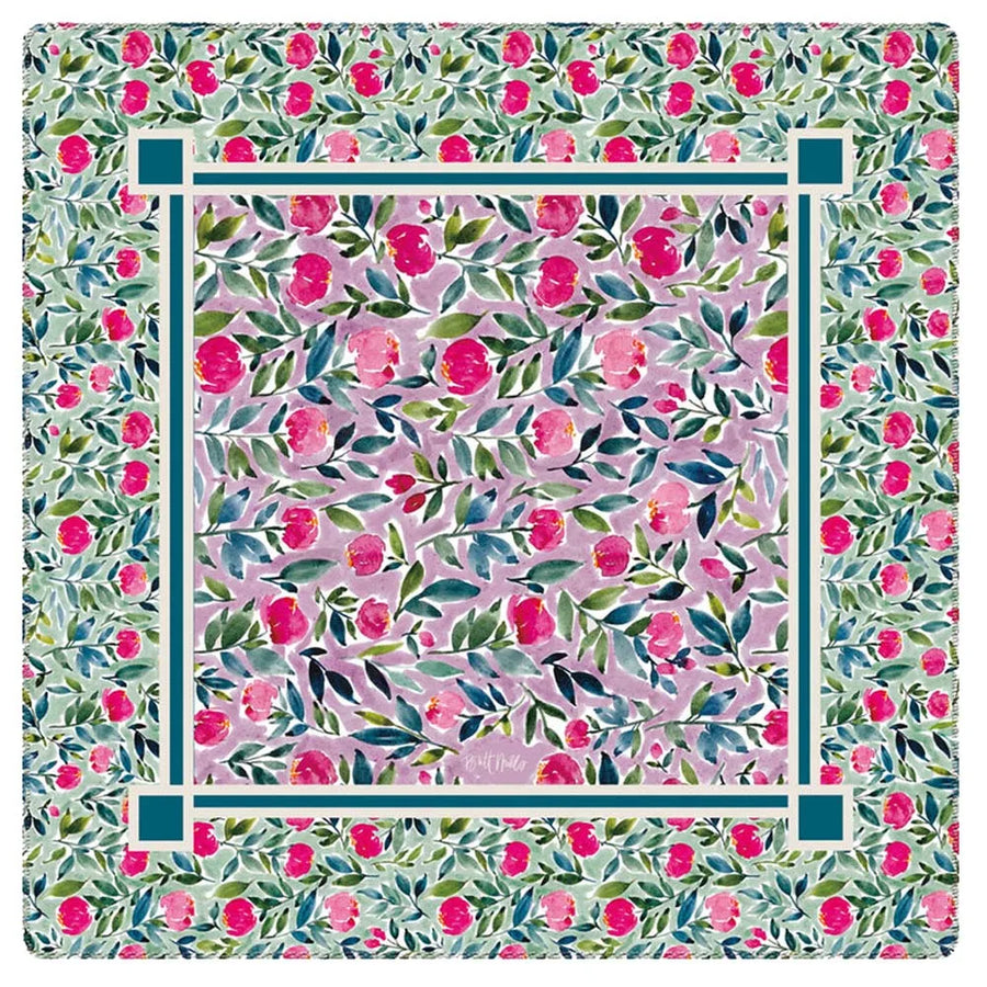 Mahjong Table Mat, 31.5 Inch Rubber, Non-Slip, Waterproof, Vintage Peony and Pomegranate, view 2