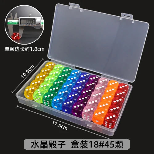 Mahjong Dice, Transparent Multi-Color Crystal Acrylic Square Dice, Boxed