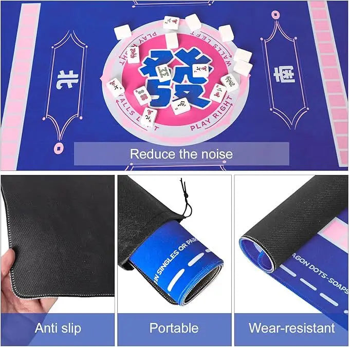 American Mahjong Mat, Thickened Rubber Tablecloth with Locked Edges, Easy Clean, view 5