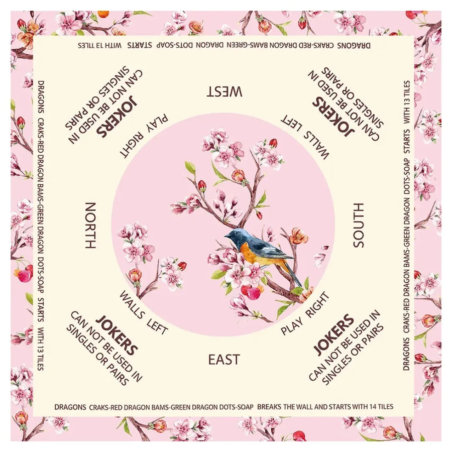 American Mahjong Mat with Carry Bag, Foldable Rubber, Locked Edge, Vintage Floral Pattern, view 12