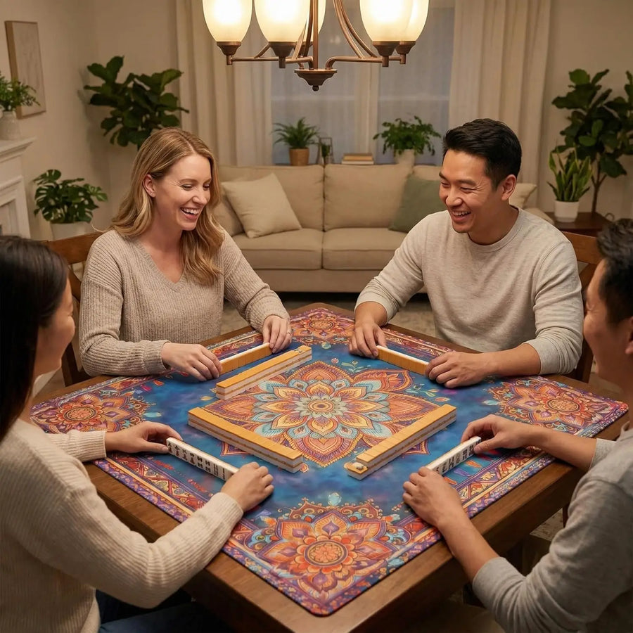 Mahjong Mat, 31.5 x 31.5 Inch Natural Rubber, Non-Slip Game Table Mat, view 5