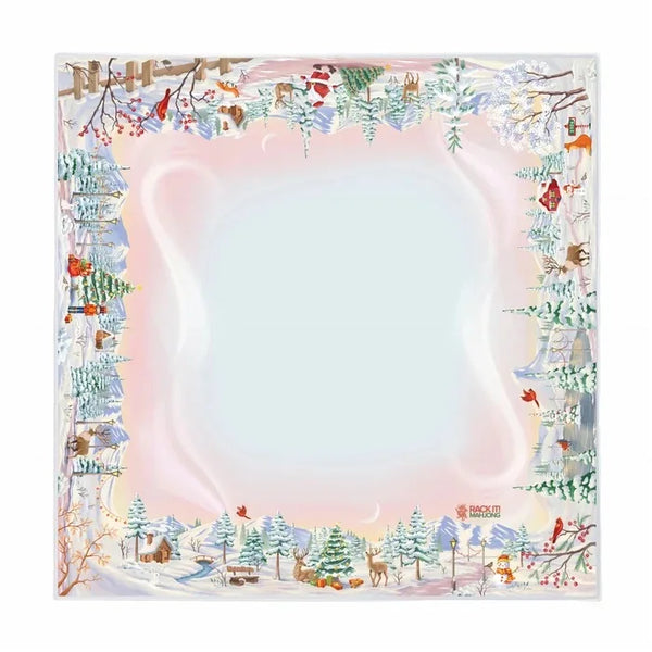 Christmas Mahjong Table Mat, 31.5 x 31.5 Inch (80 cm) Thickened Rubber, Non-Slip, Waterproof