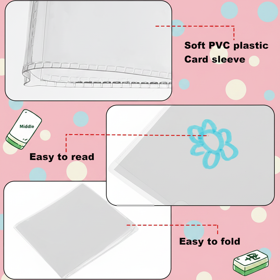 Mahjong Card Protector Covers, Set of 4, Clear Plastic, 6 1/8 x 4 3/4 Inch Large Card, view 4