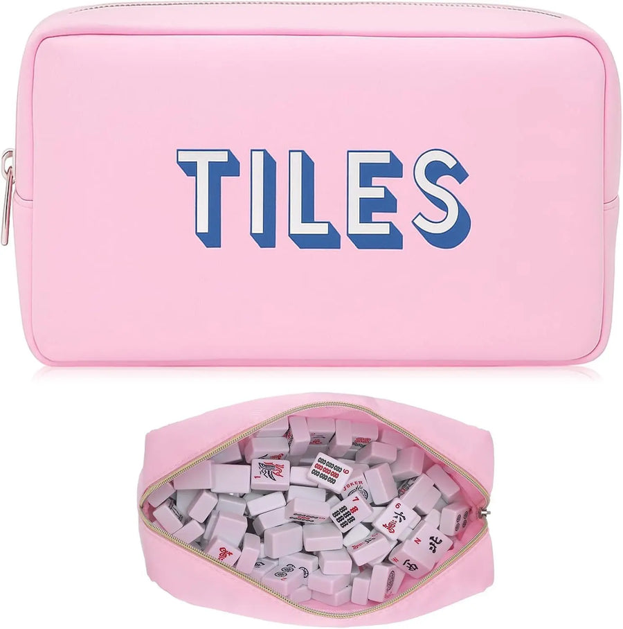 Mahjong Tile Storage Bag, Foldable Canvas, Large Capacity Carrying Case, Multicolor, view 11