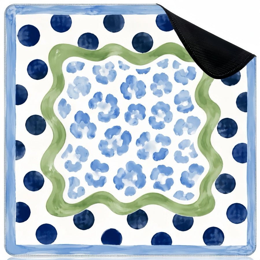 American Mahjong Mat, 33 Inch Neoprene Table Mat for Mahjong Tiles, Blue Chinoiserie, view 11