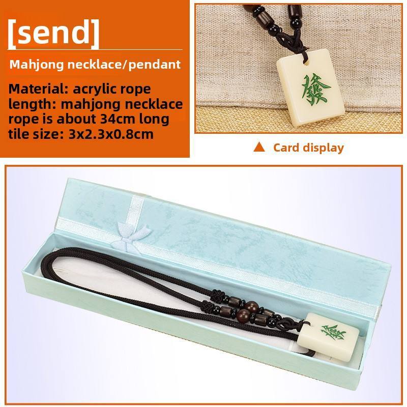 Mahjong Pendant Necklace and Bracelet Set, Acrylic and Wood, for Men and Women, view 4