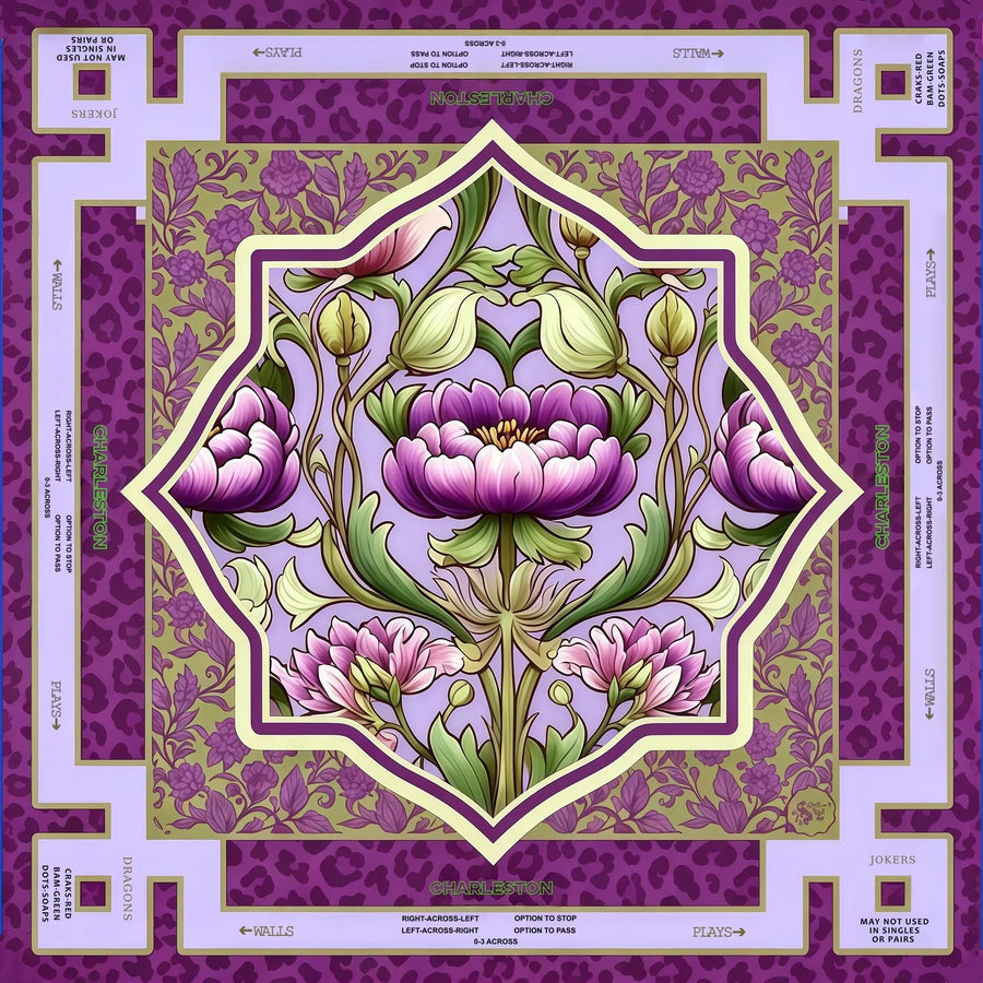 American Mahjong Mat, 33 x 33 Inch Neoprene, Non-Slip, Pink Leopard and Palm Scarf Print