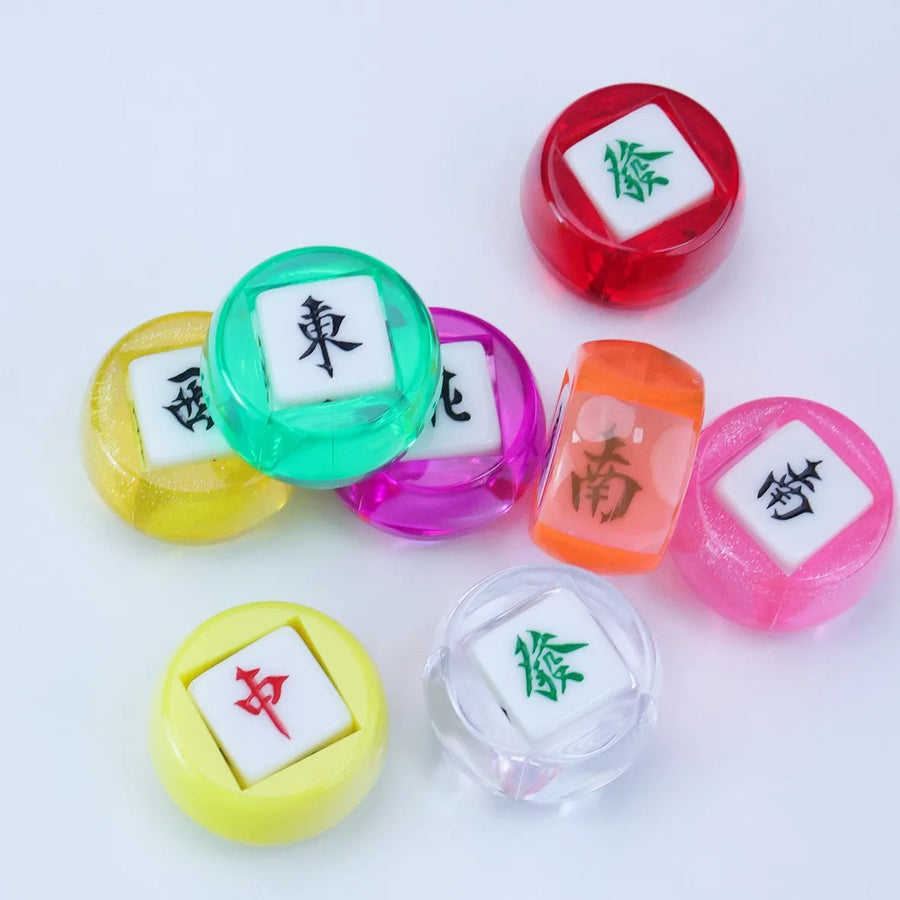 Mahjong Wind and Dot Dice Set, 22mm, East South West North Zhong Fa, view 5