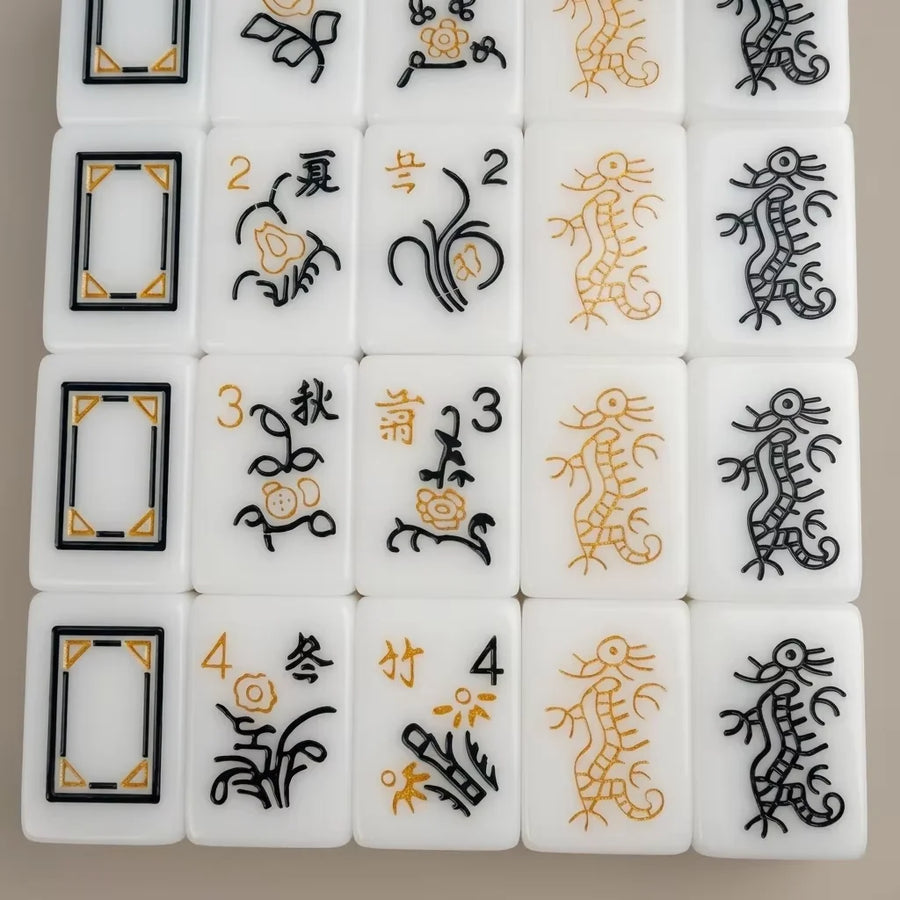 American Mahjong Set, 160 Acrylic Tiles with Portable Storage Bag, Black Gold, view 4