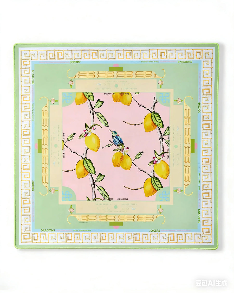 American Mahjong Table Mat, Thickened, Non-Slip, Noise Reducing, Floral Bird Print, view 4