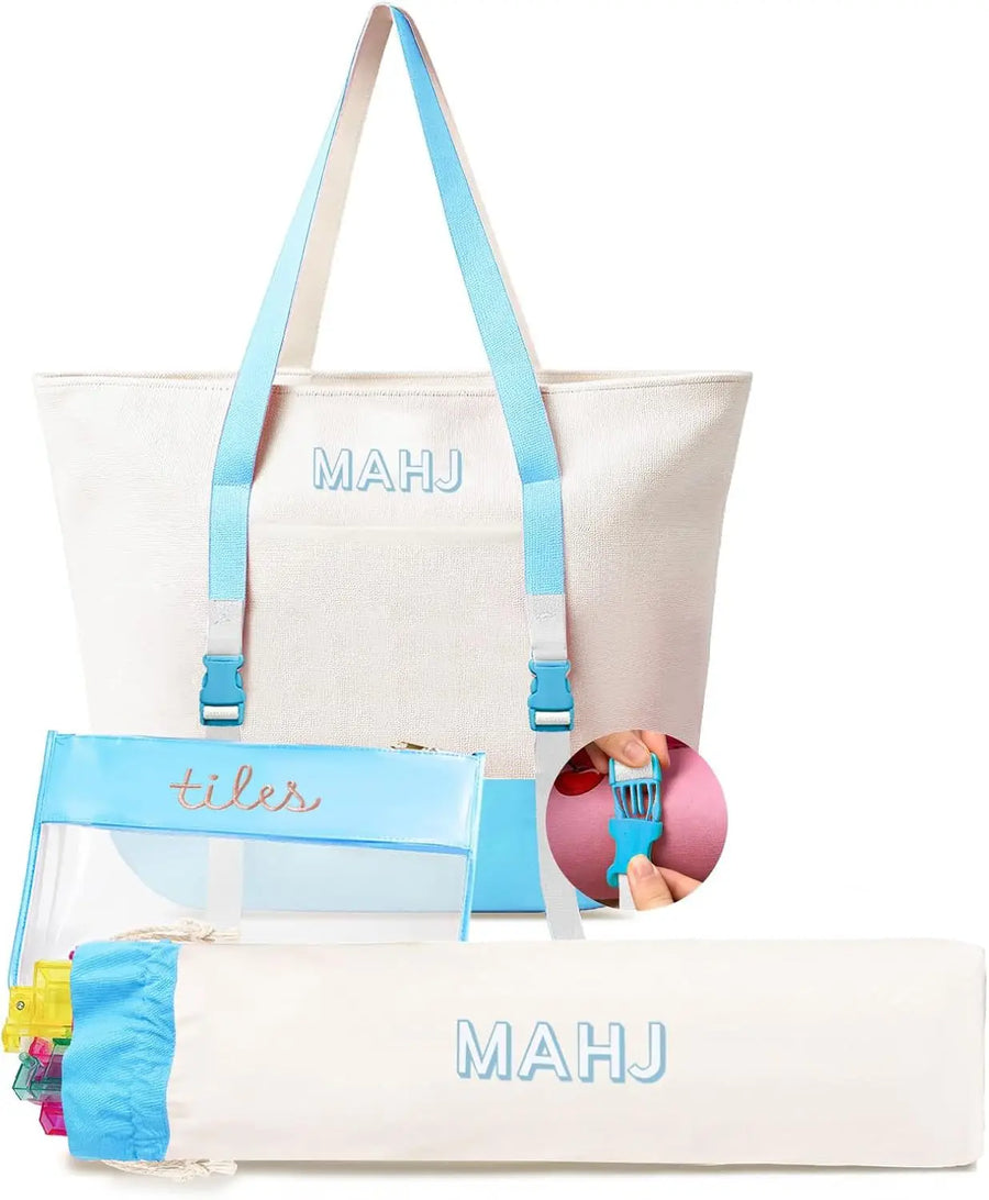 Mahjong Travel Bag, Canvas Carrying Case and Accessories Organizer, Portable, view 8