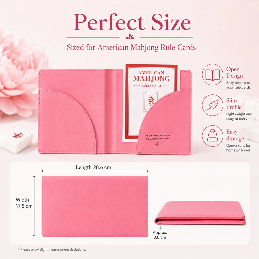 American Mahjong Rule Card Holder, Faux Leather Storage Case, Portable Organizer for Travel, view 3