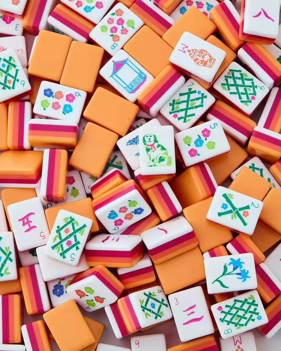 American Mahjong Set, 160 Engraved Acrylic Tiles, Hand Rubbed, Portable