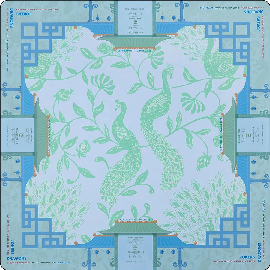 American Mahjong Mat, Rubber, Noise Reducing, Abstract Coral Sea Floral Pattern, view 3