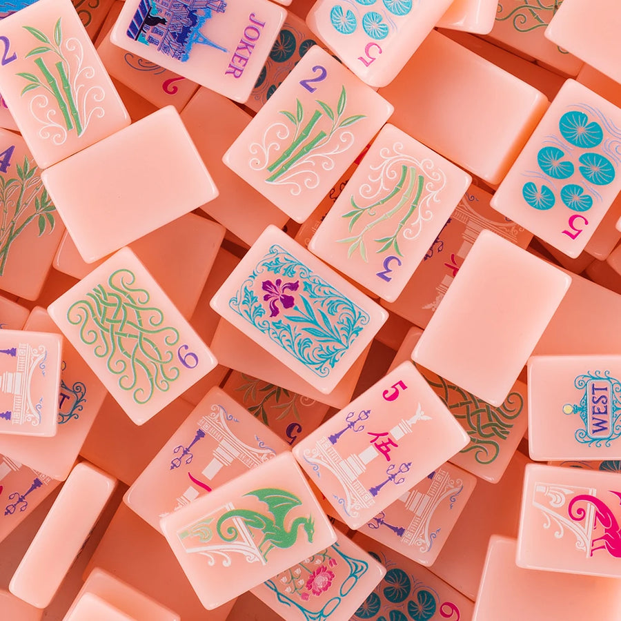 American Mahjong Tiles, 160 Pieces, Single Layer Engraved Acrylic, Soft Pink