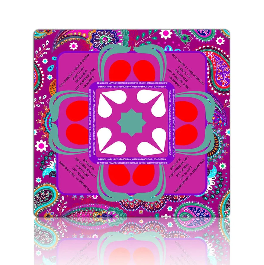 American Mahjong Mat with Carry Bag, Foldable Rubber, Locked Edge, Vintage Floral Pattern, view 9