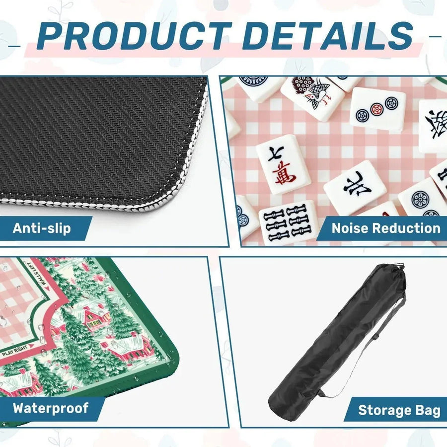 Mahjong Play Mat with Storage Bag, Roll-Up Natural Rubber, Non-Slip, Waterproof, view 2