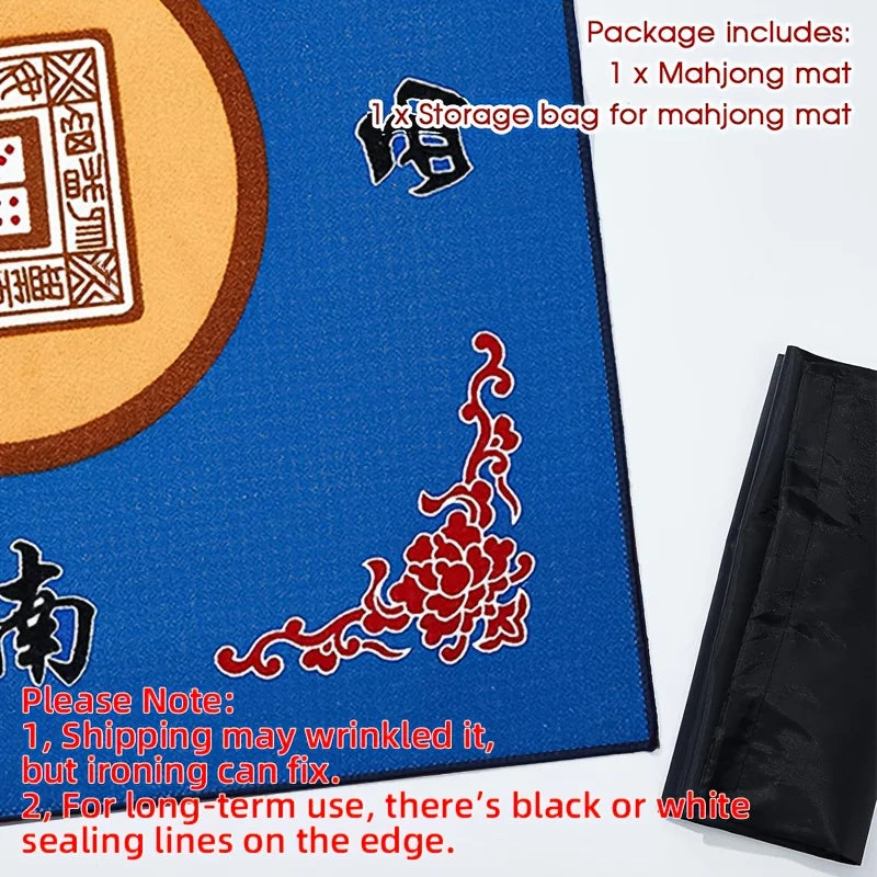 Mahjong Mat with Storage Bag, Non-Slip, Noise Reducing Table Cover for Party Games, view 6