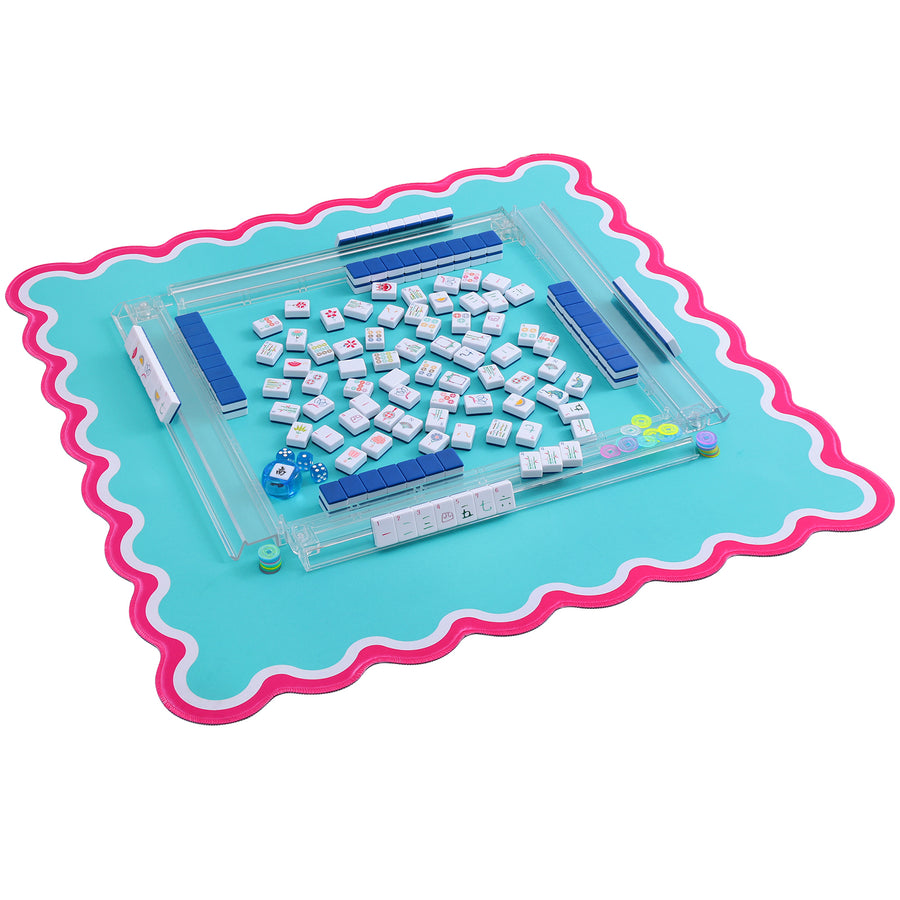 American Mahjong Set, 160 Layered Melamine Tiles, Blue Chinese Knot Design, view 6