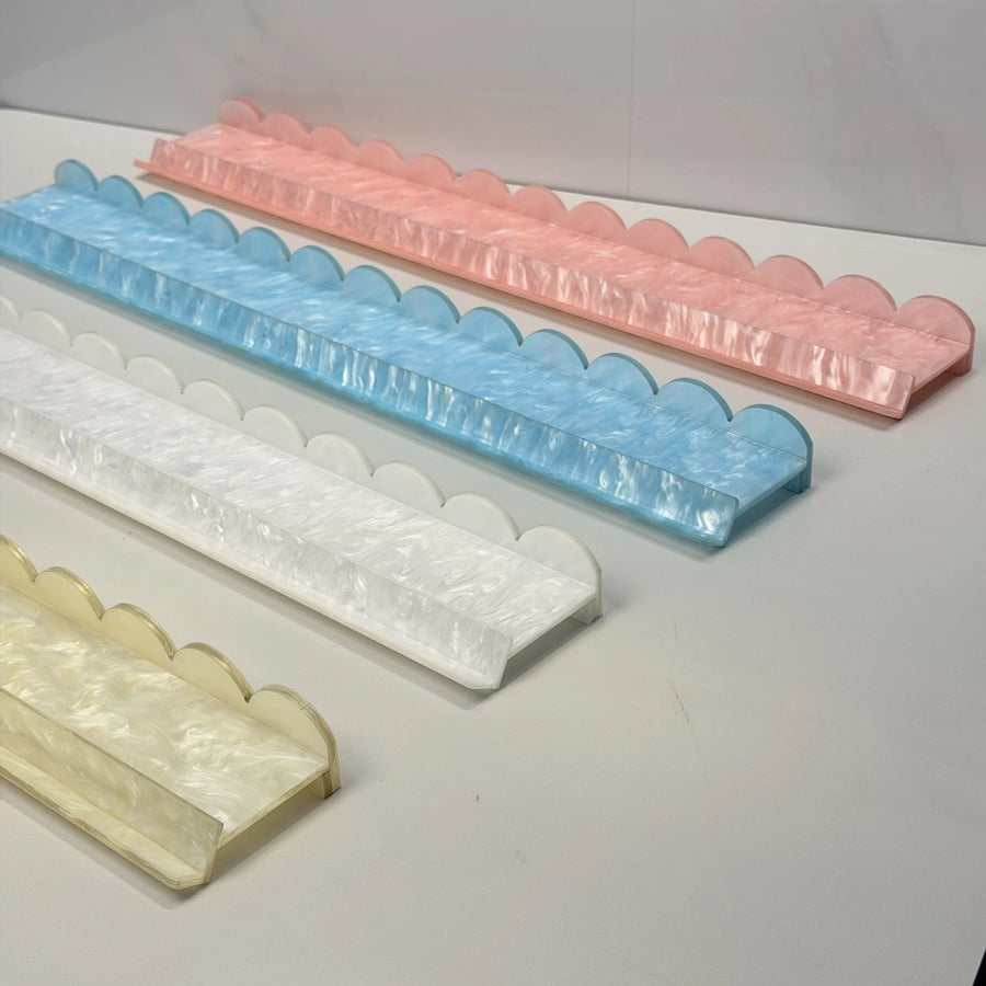 Mahjong Racks, Set of 4, Shell Edge Marbled Pearl Acrylic, 4 mm Thick, Pastel Colors, view 2