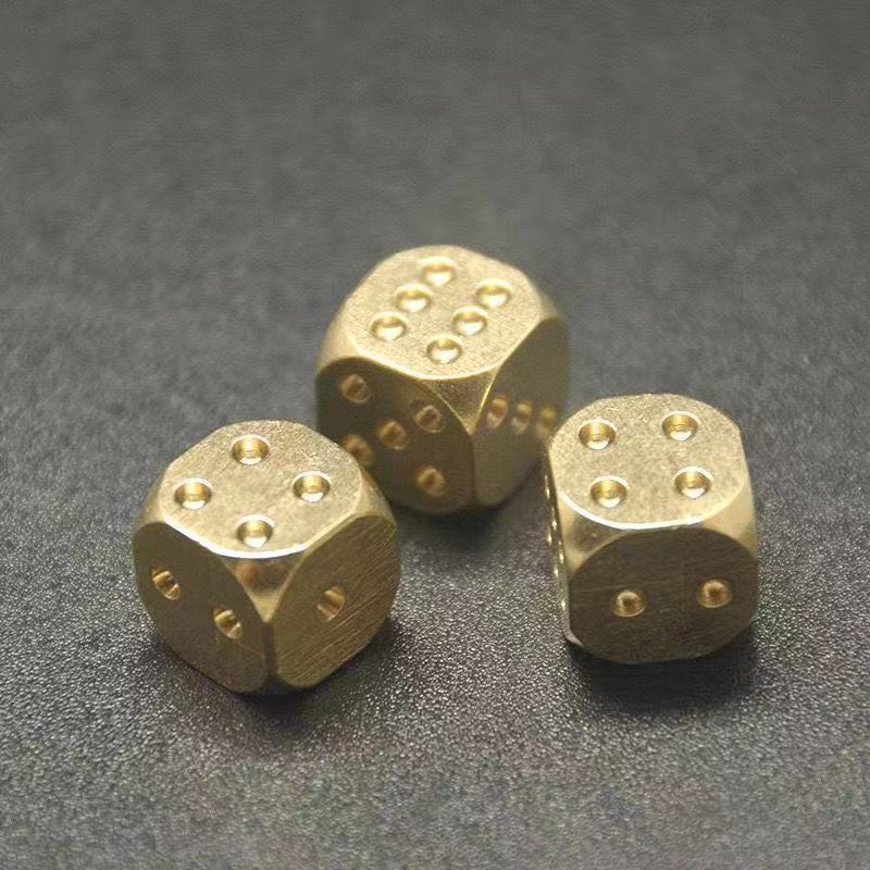 Mahjong Dice, Polished Solid Brass Square Dice, Metal Dice Ornament, view 3