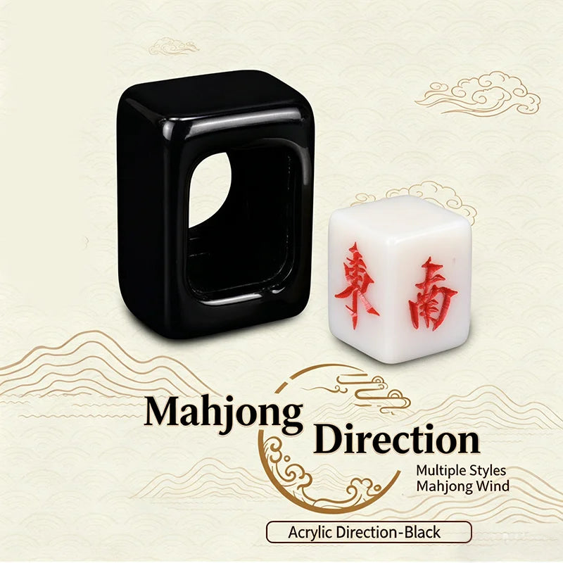 Mahjong Direction Indicator, Six-Sided Acrylic, Right Angle Corners, Multiple Colors