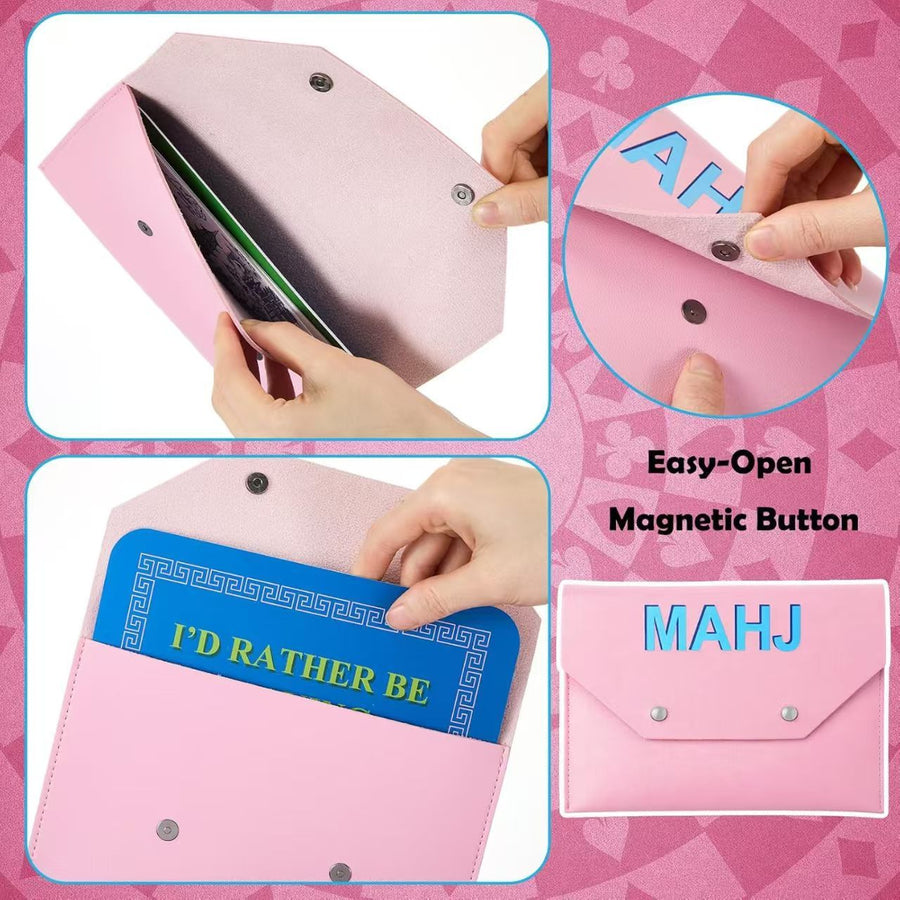 American Mahjong Card Holder Bag with Magnetic Closure, Travel Storage Bag, view 5