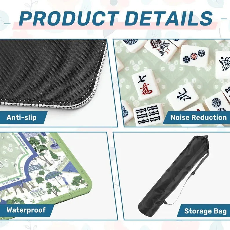 Mahjong Mat, 31.5 x 31.5 Inch Foldable Natural Rubber, Non-Slip, Noise Reducing, Waterproof, view 3
