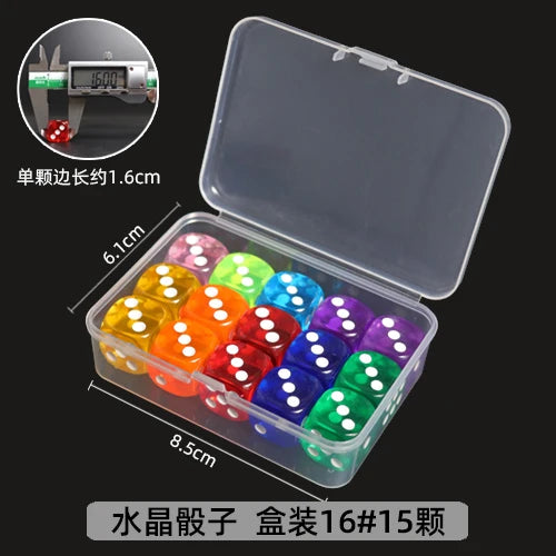 Mahjong Dice, Transparent Multi-Color Crystal Acrylic Square Dice, Boxed