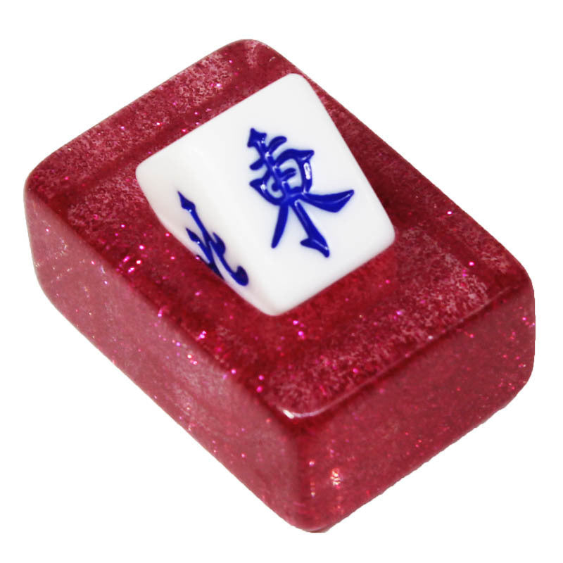 American Mahjong Wind Indicator Dealer Tile, Crystal Acrylic, East South West North and Red Dragon, view 5