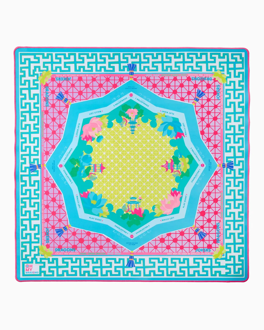Mahjong Mat for American Mahjong Sets, Neoprene, Rose Floral Pattern