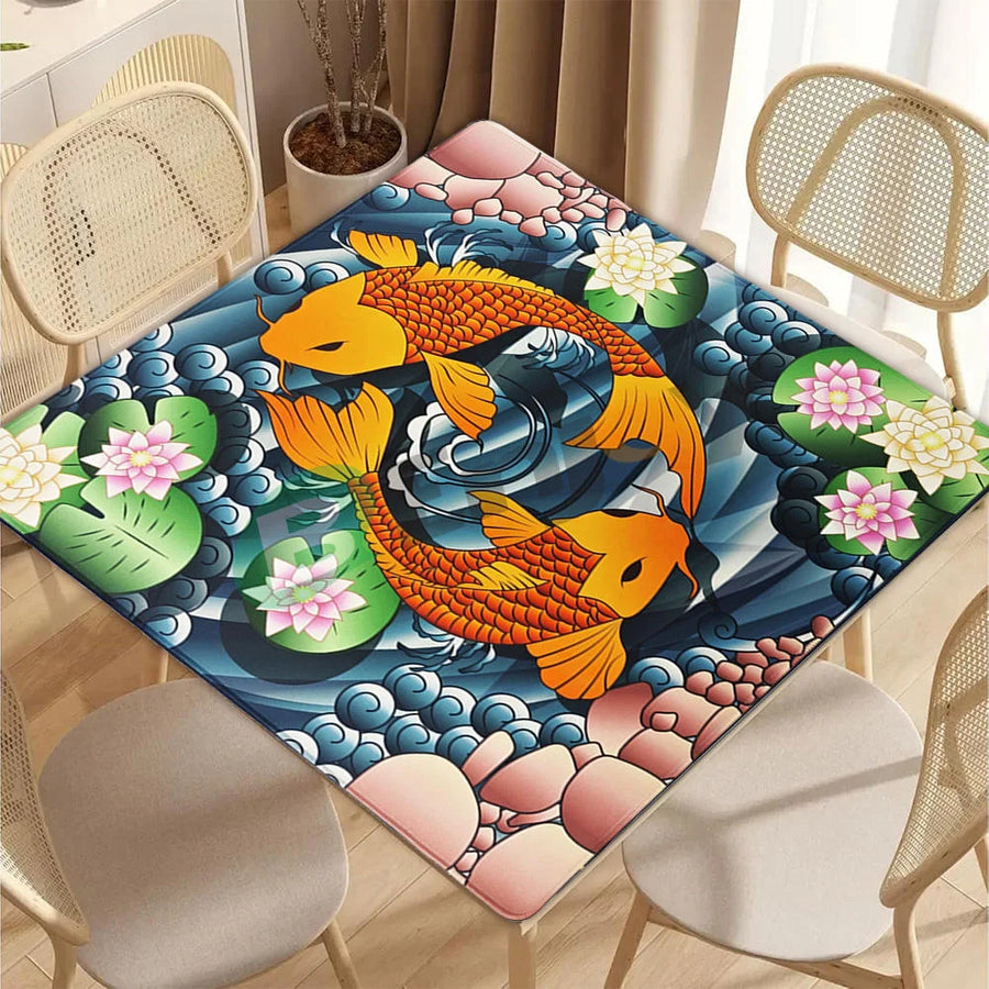 American Mahjong Mat, Foldable Waterproof Rubber, Koi Fish Design, view 6