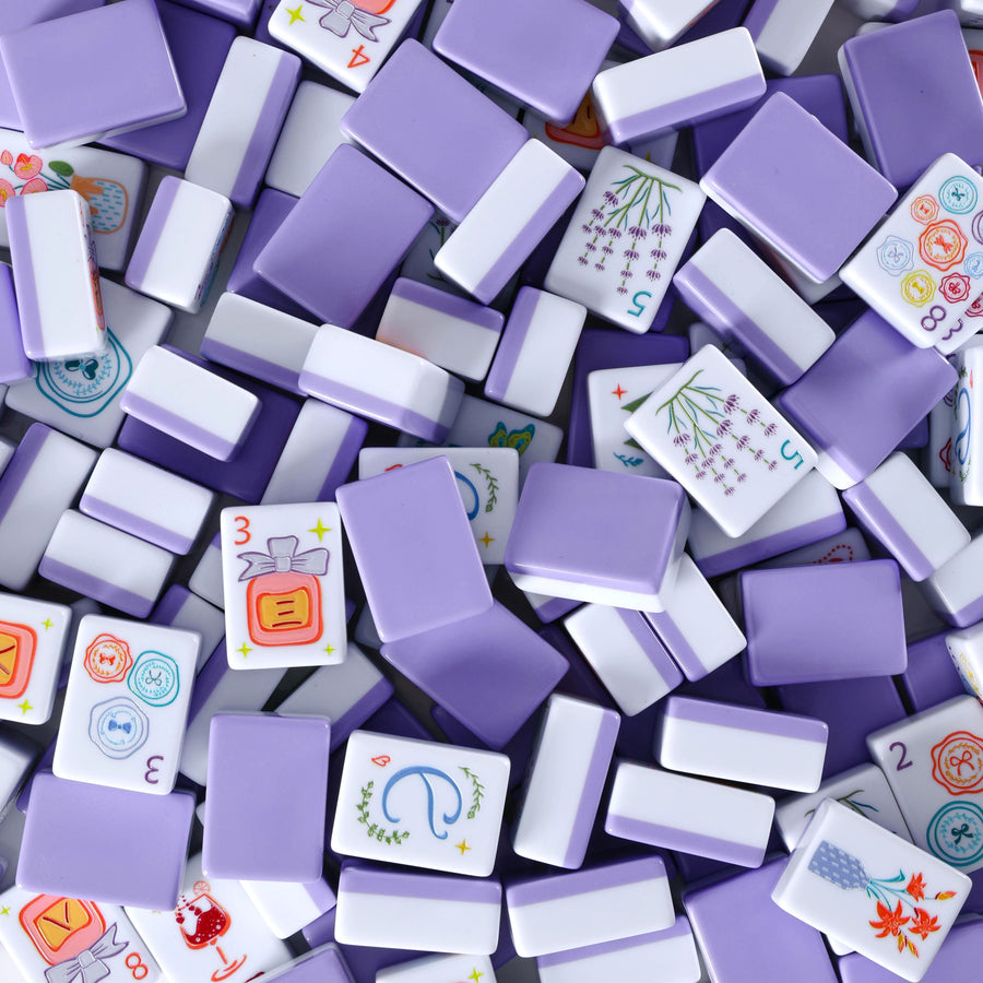American Mahjong Set, 160 Layered Melamine Tiles, Purple Lady Floral Design, view 5