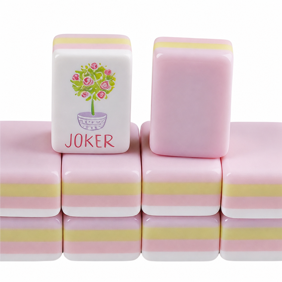 American Mahjong Set, 160 Tiles, 4 Layer Engraved Acrylic, Pink, view 3
