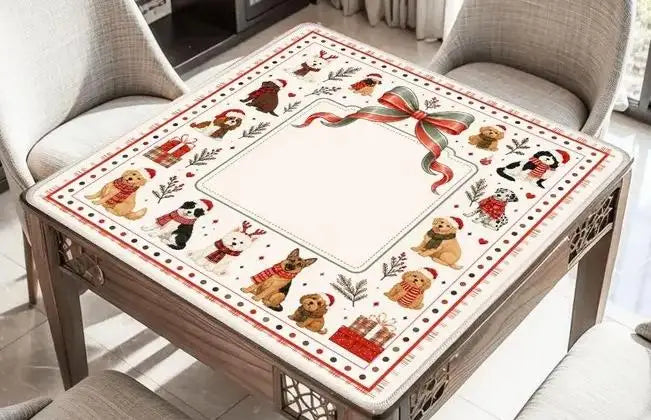 Christmas Mahjong Mat, Natural Rubber, Non-Slip, Noise Reducing, Water Resistant