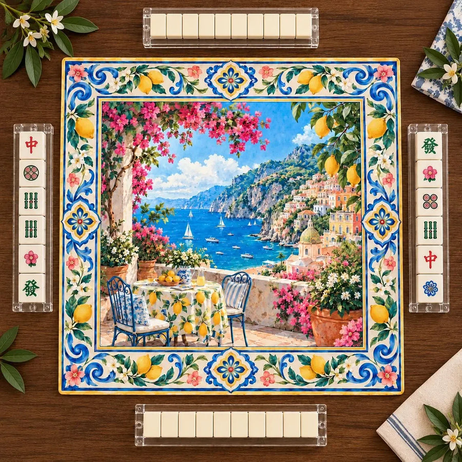 American Mahjong Mat with Storage Bag, Neoprene, Non-Slip, Noise Reducing, Boho Mandala Floral