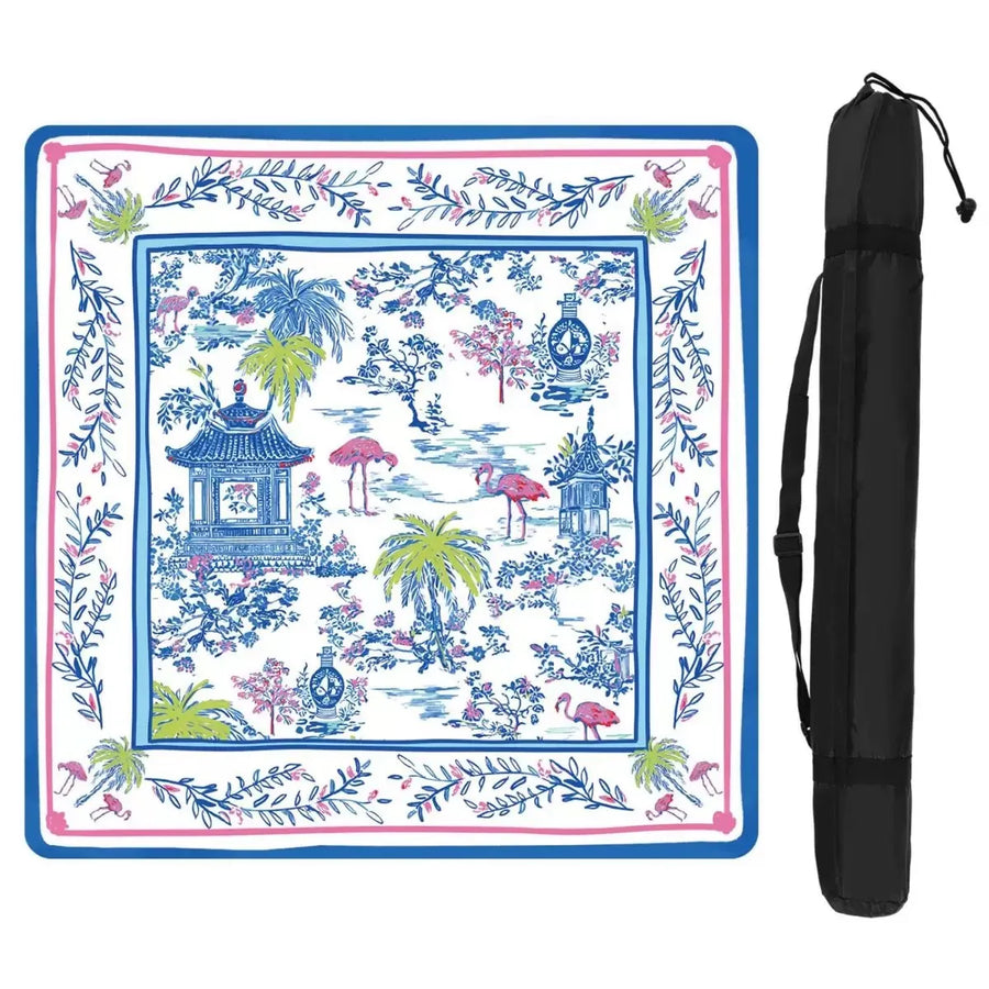 Mahjong Mat, 31.5 x 31.5 Inch (80 cm) Natural Rubber, Non-Slip, Noise Reducing, Preppy Style