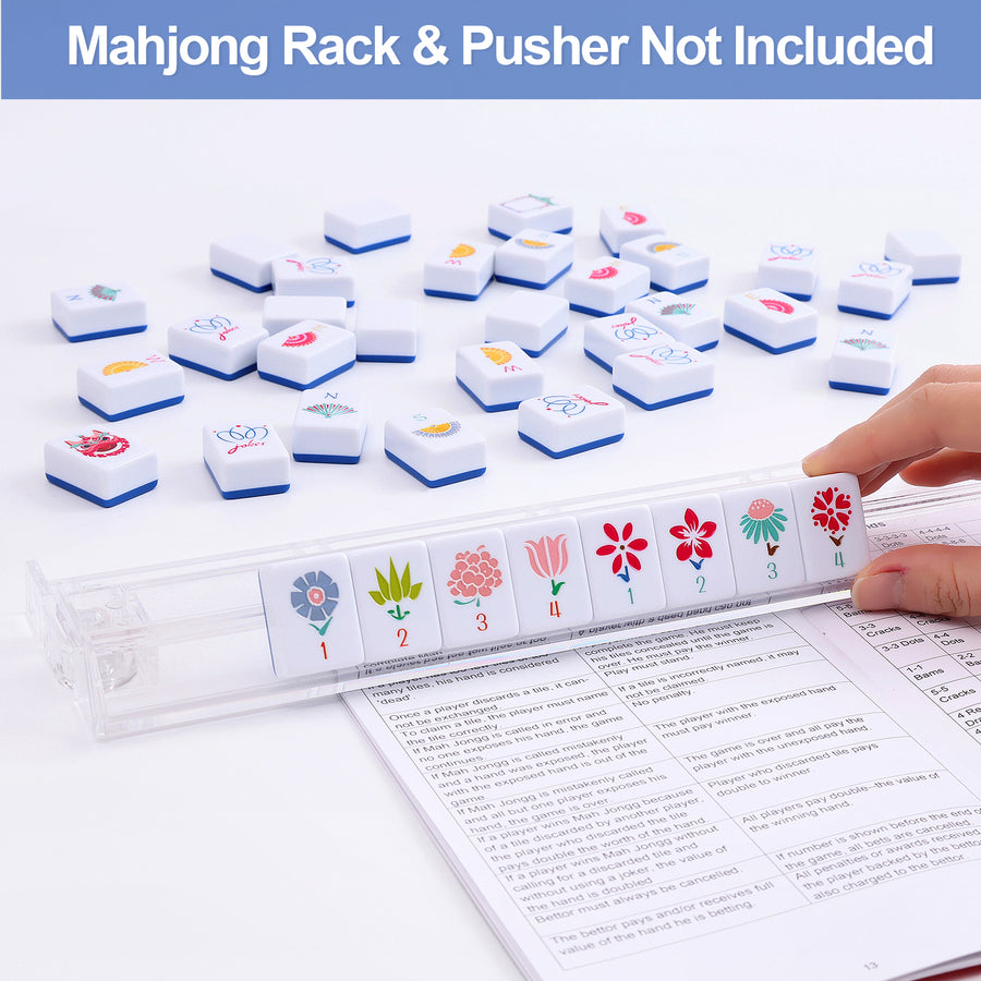 American Mahjong Set, 160 Layered Melamine Tiles, Blue Chinese Knot Design, view 2