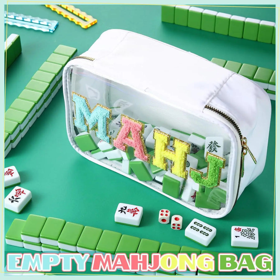 Mahjong Storage Bag with Embroidered Letters, Waterproof, Portable, Multicolor (Tiles Not Included), view 3