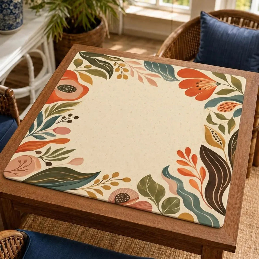 American Mahjong Mat with Charleston Zones and Carry Bag, Neoprene, Non-Slip, Crane, Bamboo and Cherry Blossom